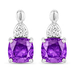 Cushion Diamond Accent Drop Earrings