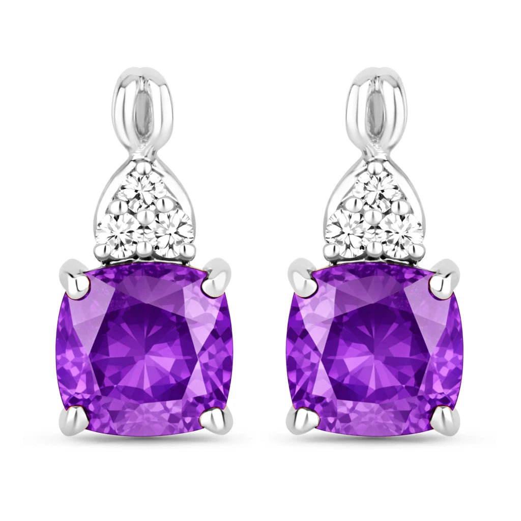 Cushion Diamond Accent Drop Earrings