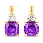 Cushion Diamond Accent Drop Earrings
