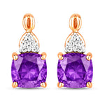 Cushion Diamond Accent Drop Earrings