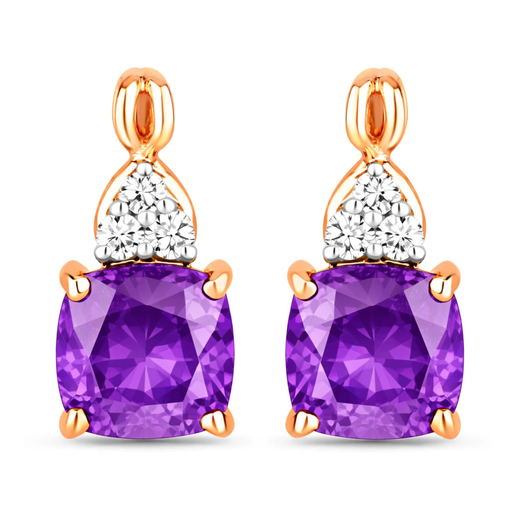 Cushion Diamond Accent Drop Earrings