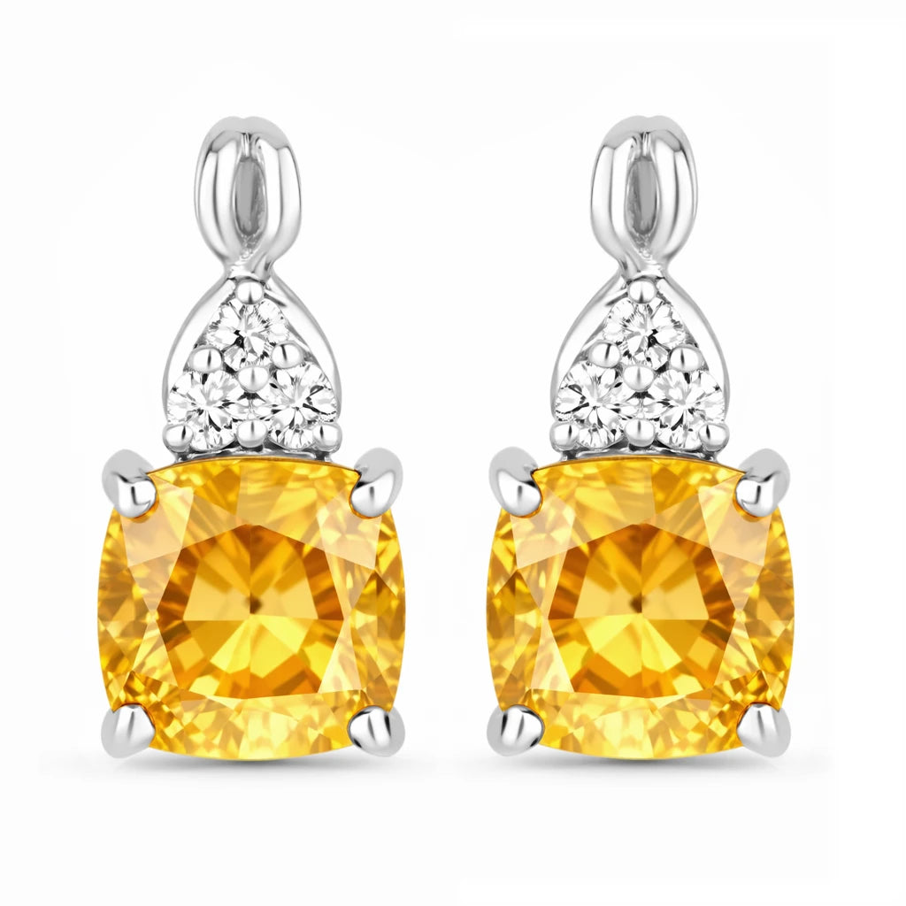 Cushion Diamond Accent Drop Earrings