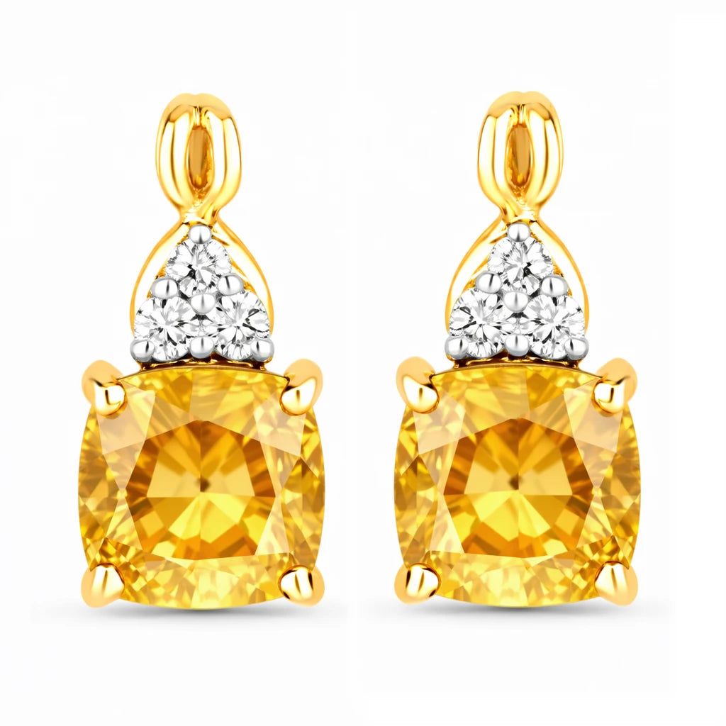 Cushion Diamond Accent Drop Earrings