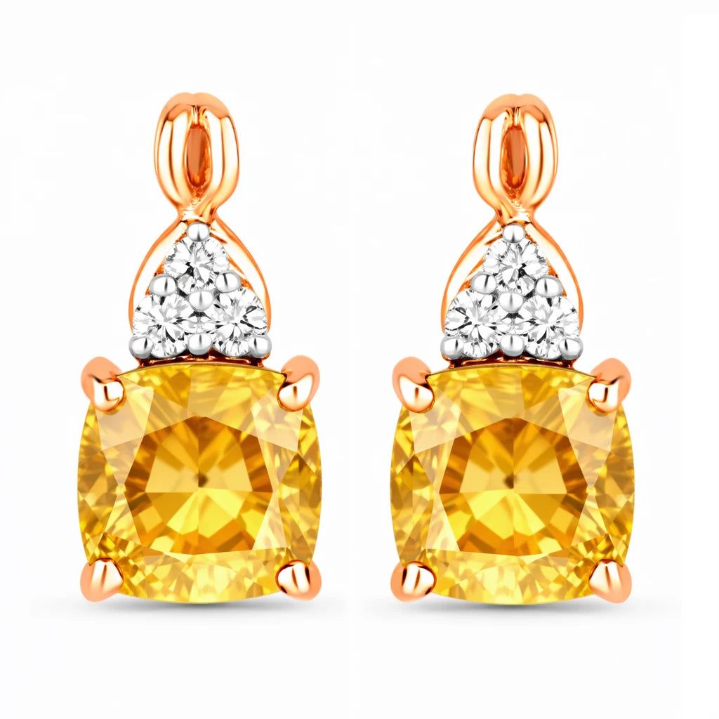 Cushion Diamond Accent Drop Earrings