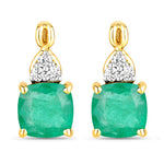 Cushion Diamond Accent Drop Earrings