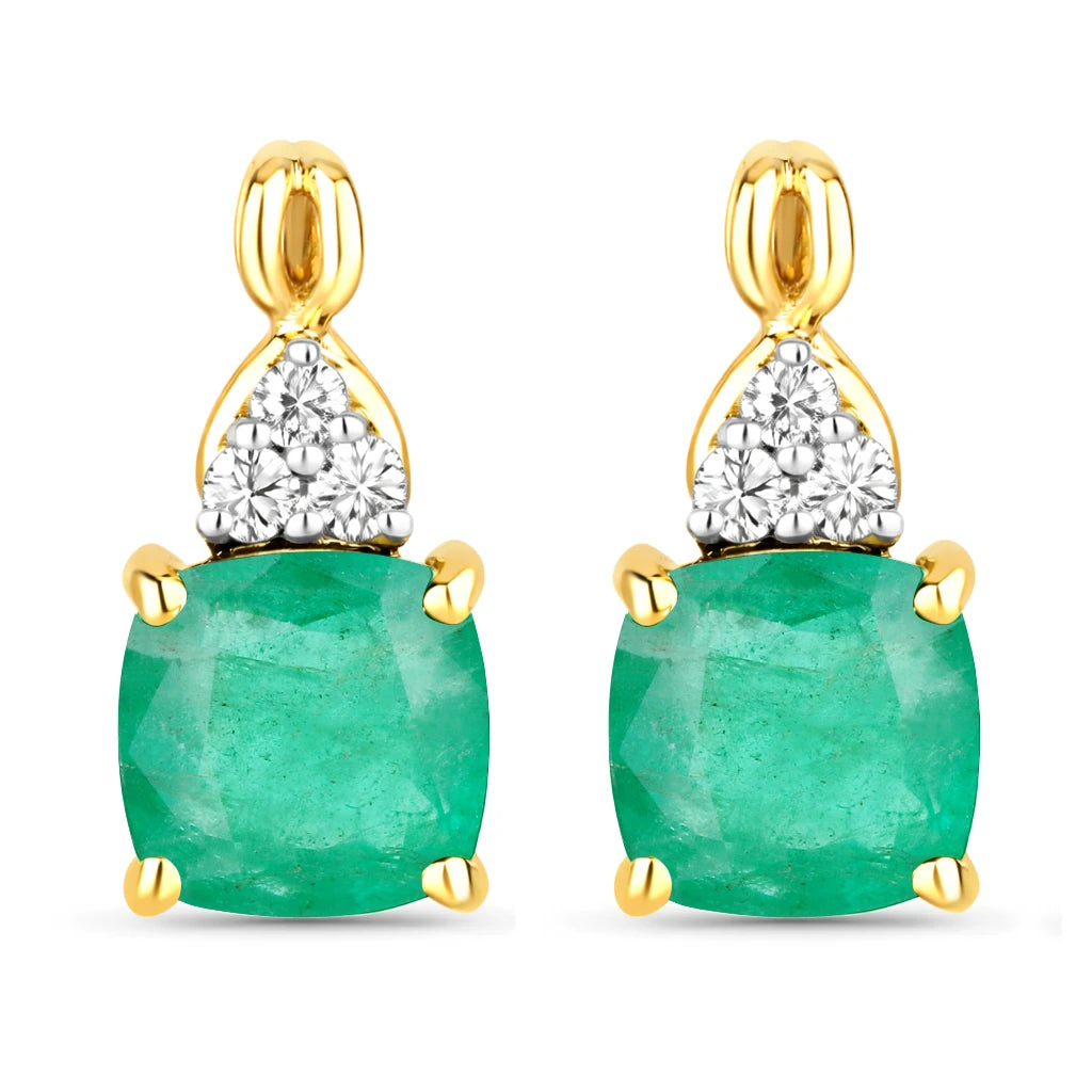 Cushion Diamond Accent Drop Earrings