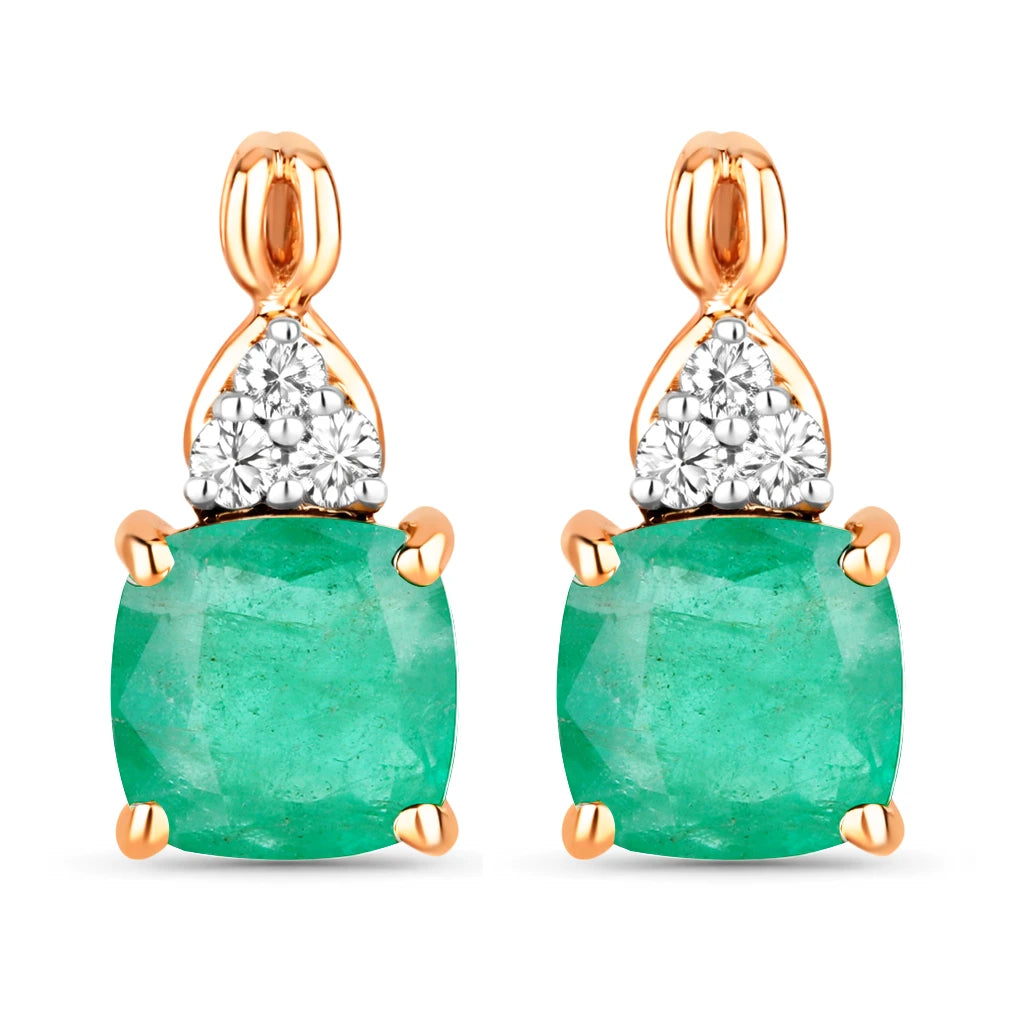 Cushion Diamond Accent Drop Earrings