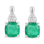 Cushion Diamond Accent Drop Earrings