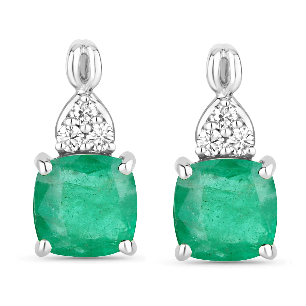 Cushion Diamond Accent Drop Earrings