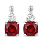 Cushion Diamond Accent Drop Earrings