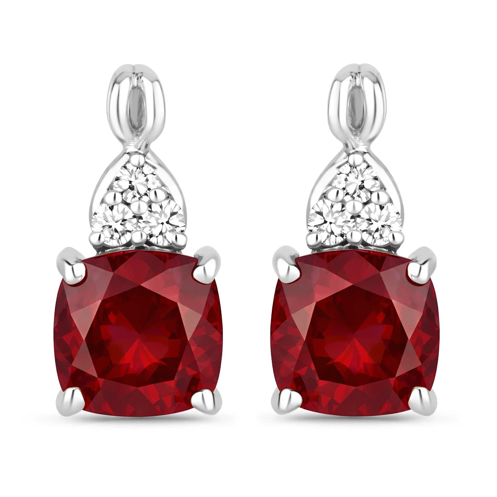 Cushion Diamond Accent Drop Earrings