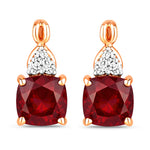 Cushion Diamond Accent Drop Earrings