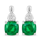 Cushion Diamond Accent Drop Earrings