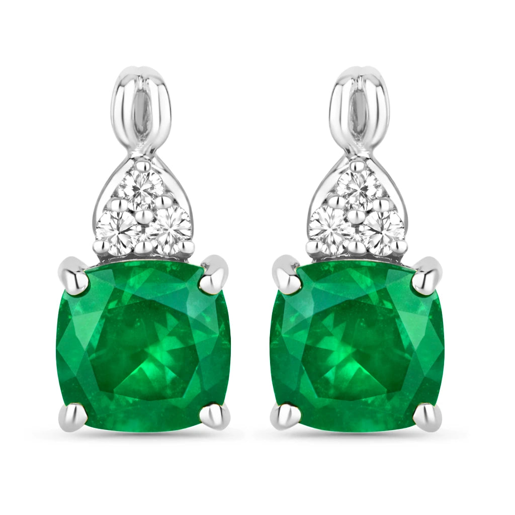 Cushion Diamond Accent Drop Earrings
