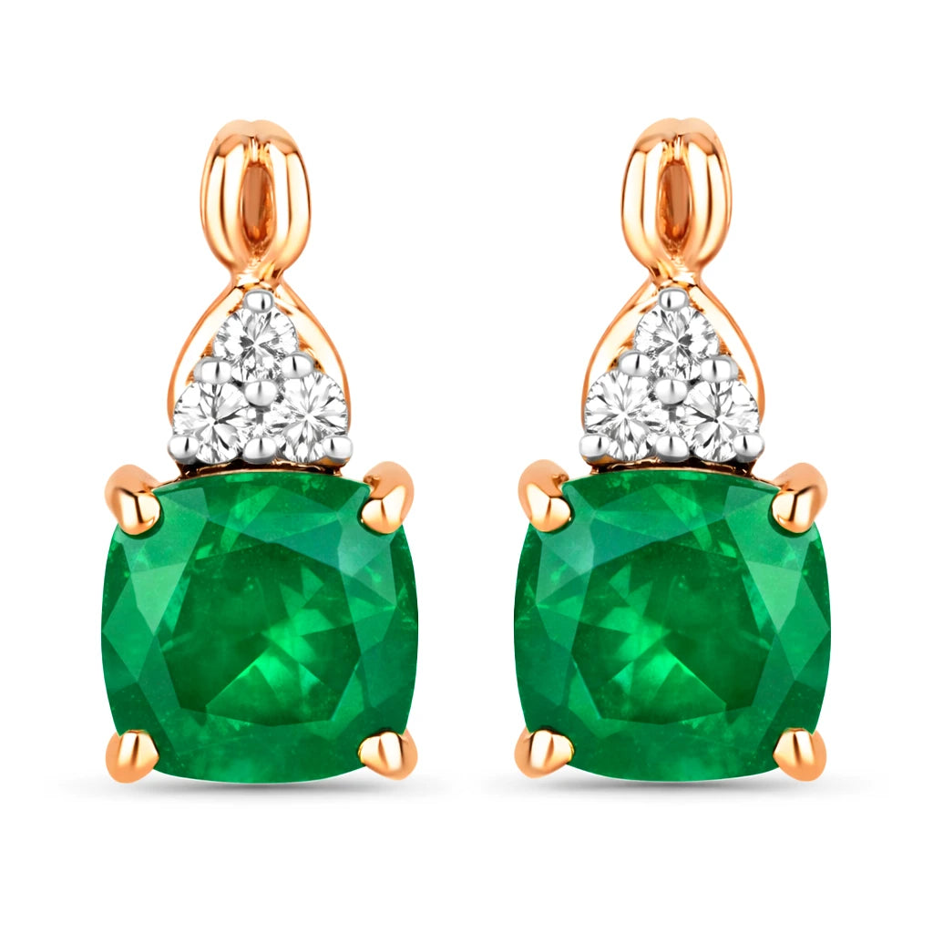 Cushion Diamond Accent Drop Earrings