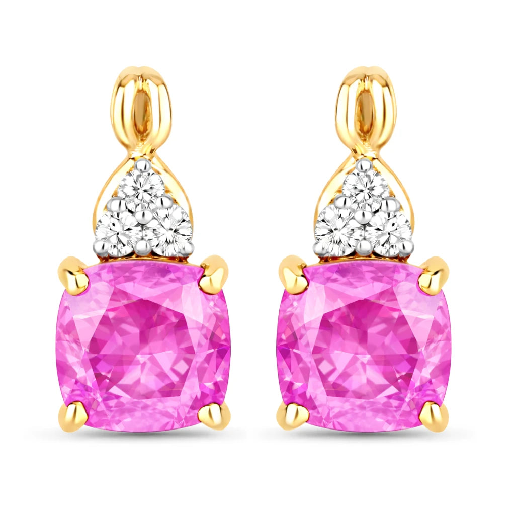 Cushion Diamond Accent Drop Earrings