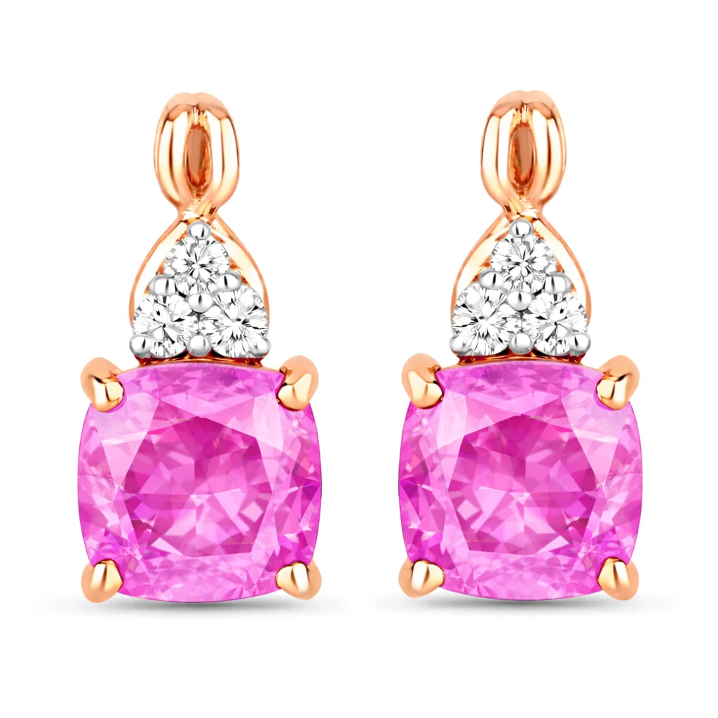 Cushion Diamond Accent Drop Earrings