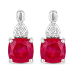 Cushion Diamond Accent Drop Earrings