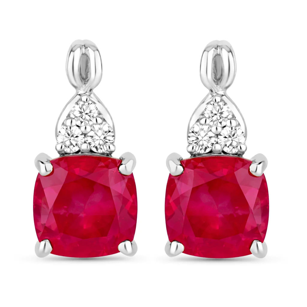Cushion Diamond Accent Drop Earrings