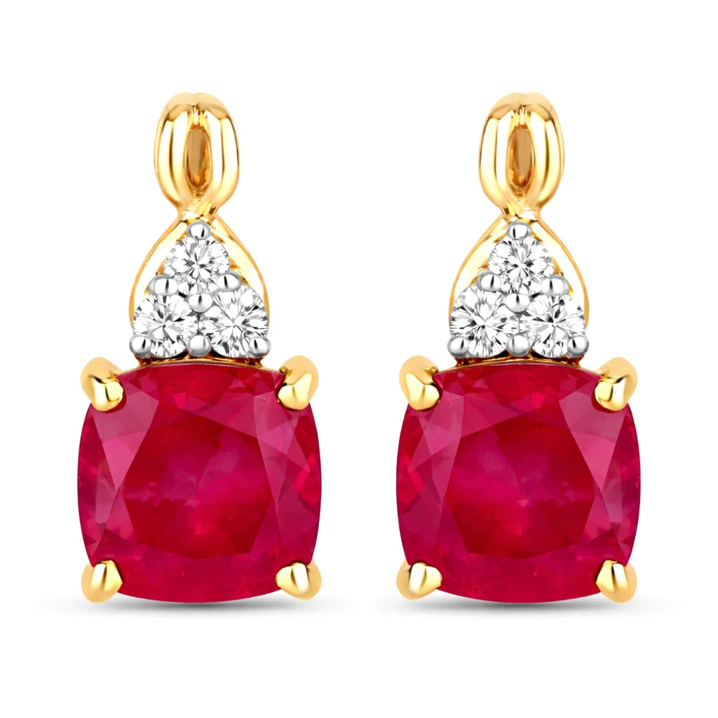 Cushion Diamond Accent Drop Earrings
