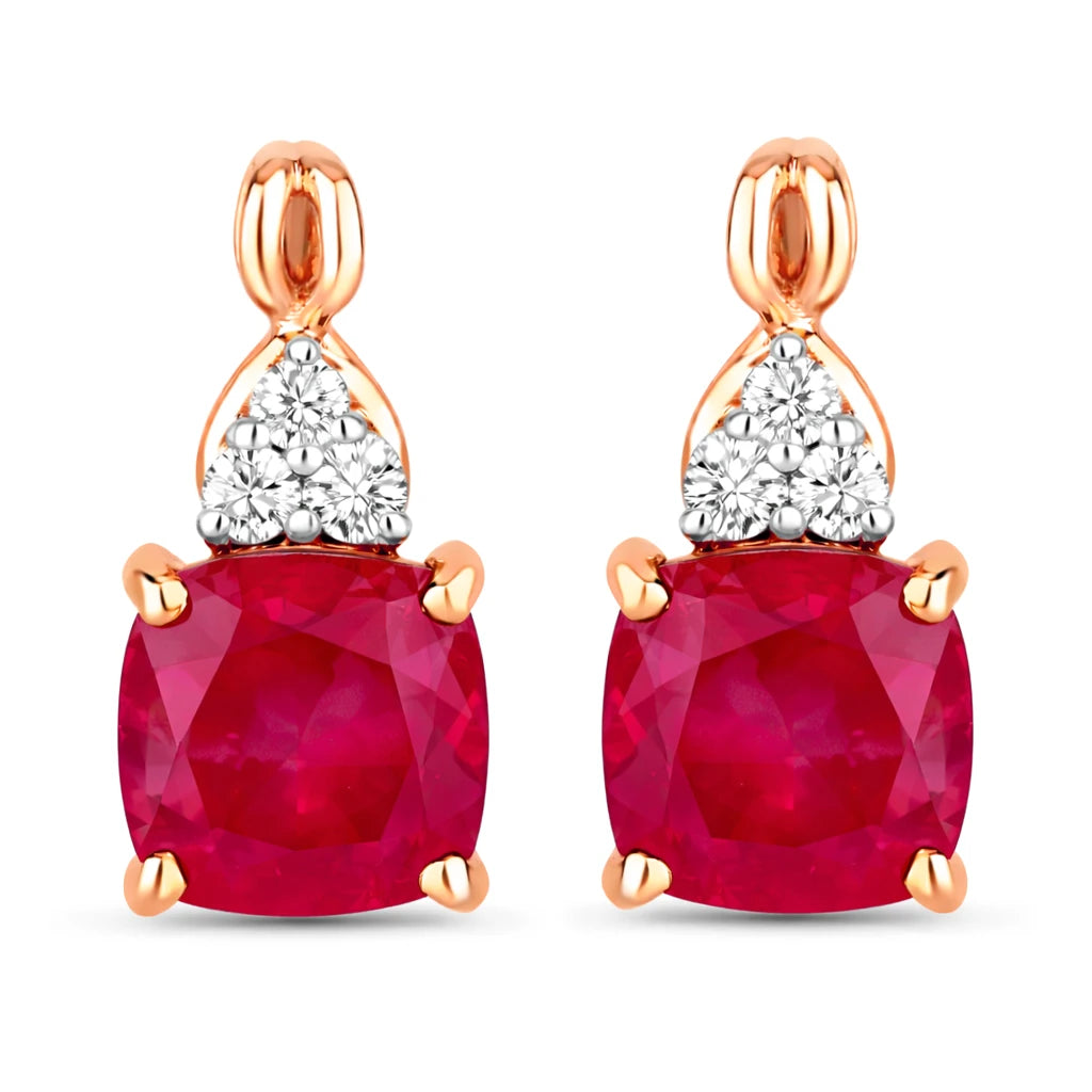 Cushion Diamond Accent Drop Earrings