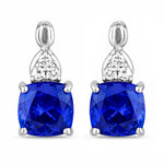 Cushion Diamond Accent Drop Earrings