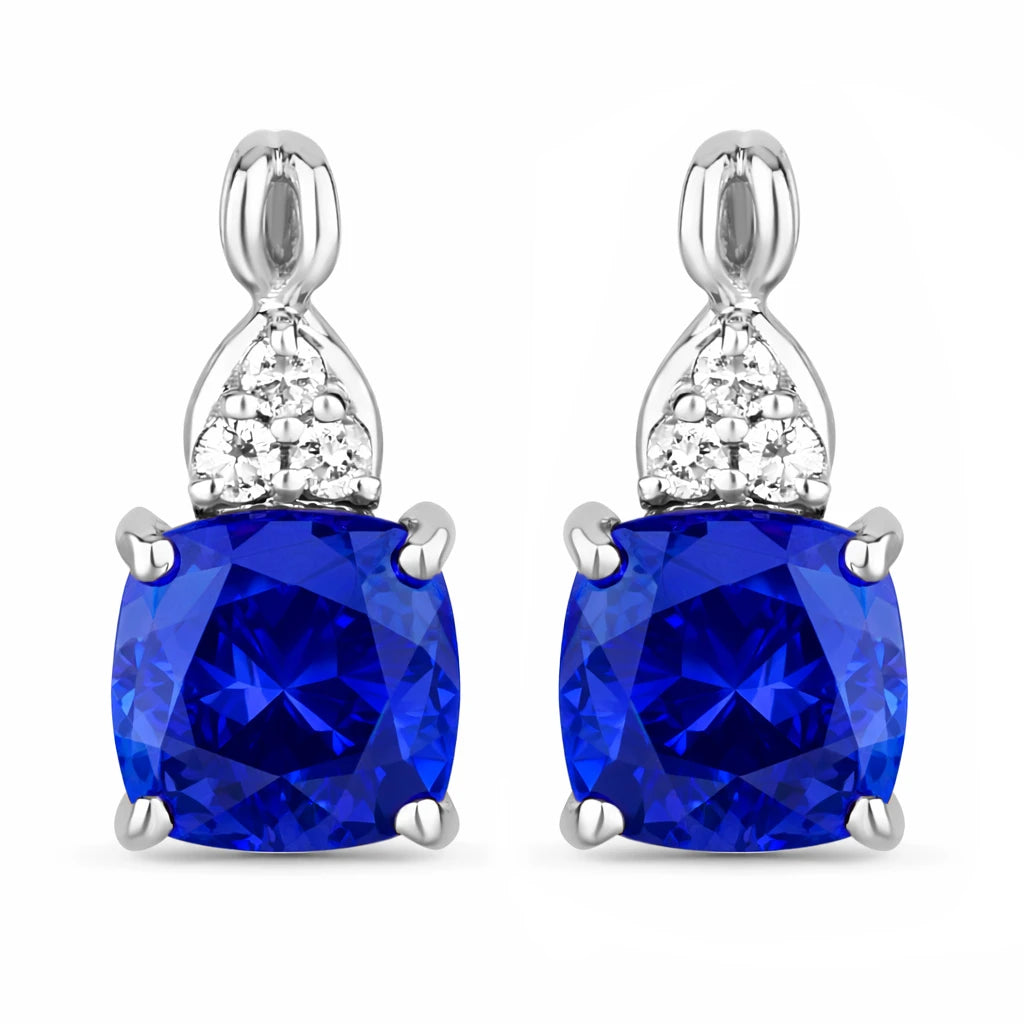 Cushion Diamond Accent Drop Earrings