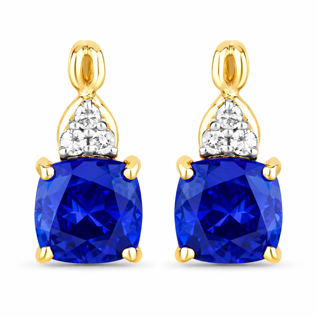 Cushion Diamond Accent Drop Earrings