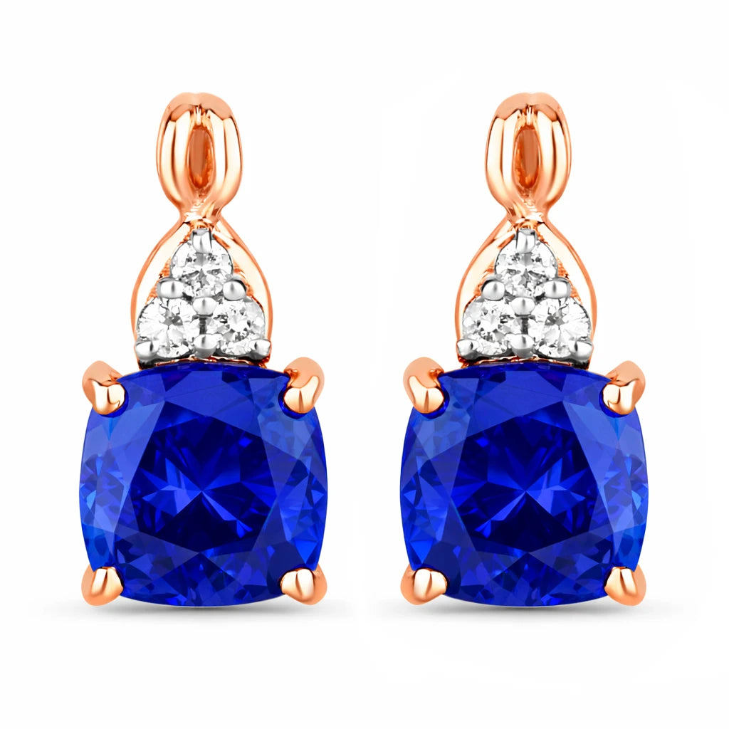 Cushion Diamond Accent Drop Earrings