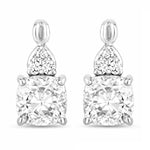 Cushion Diamond Accent Drop Earrings