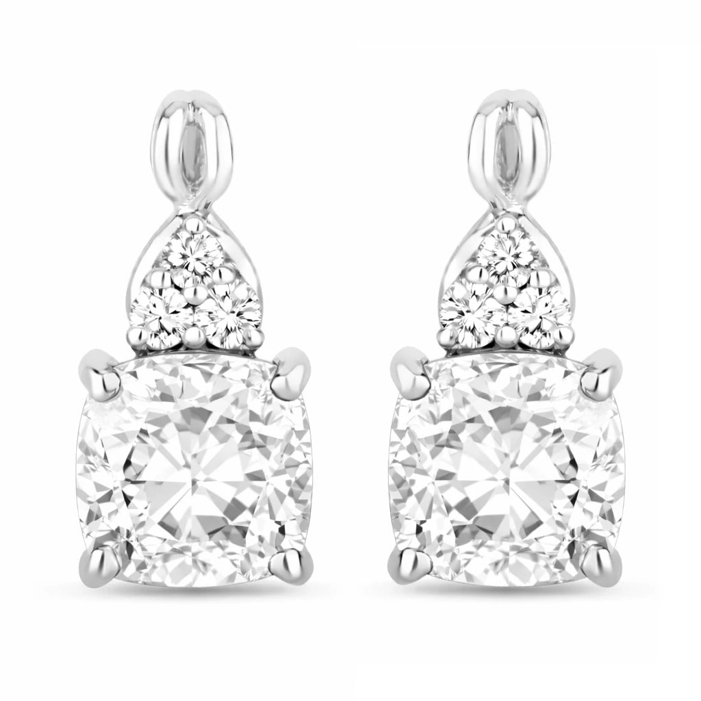 Cushion Diamond Accent Drop Earrings