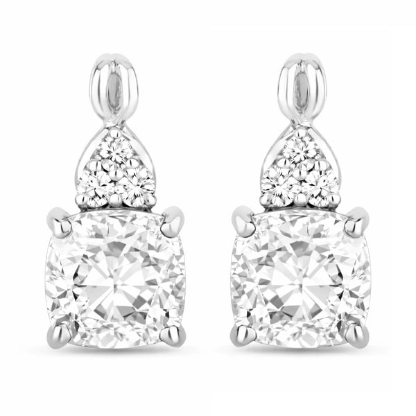 Cushion Diamond Accent Drop Earrings