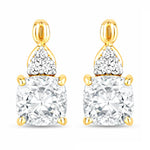 Cushion Diamond Accent Drop Earrings