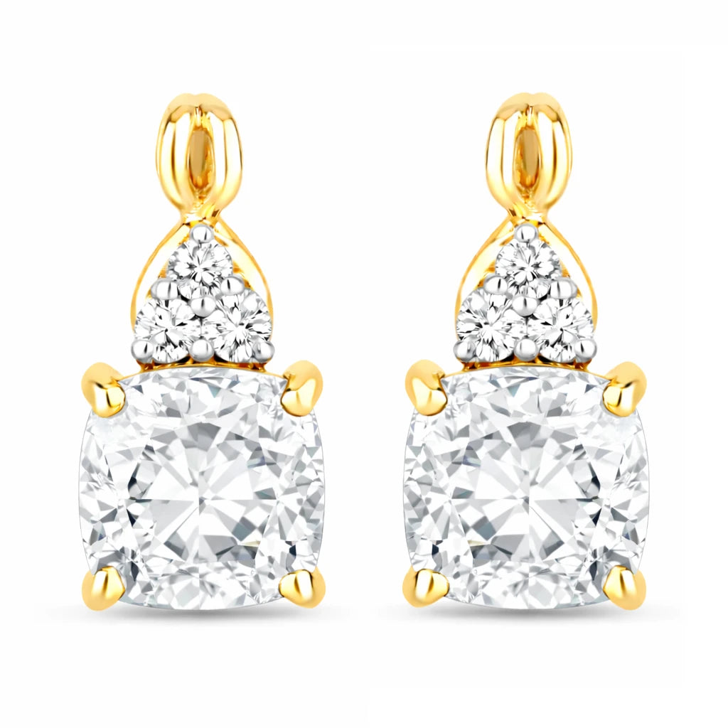 Cushion Diamond Accent Drop Earrings