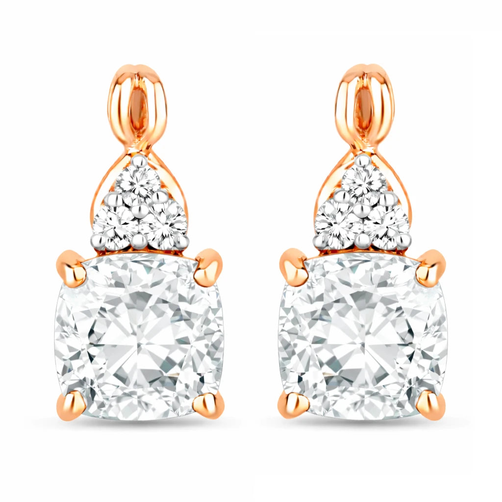 Cushion Diamond Accent Drop Earrings