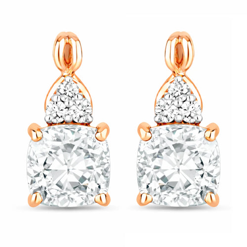 Cushion Diamond Accent Drop Earrings