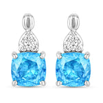 Cushion Diamond Accent Drop Earrings