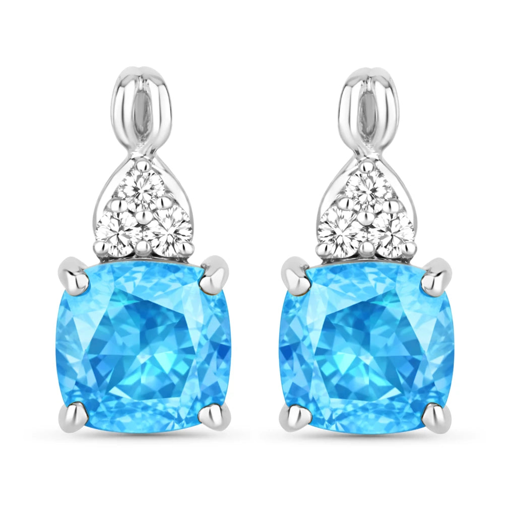 Cushion Diamond Accent Drop Earrings