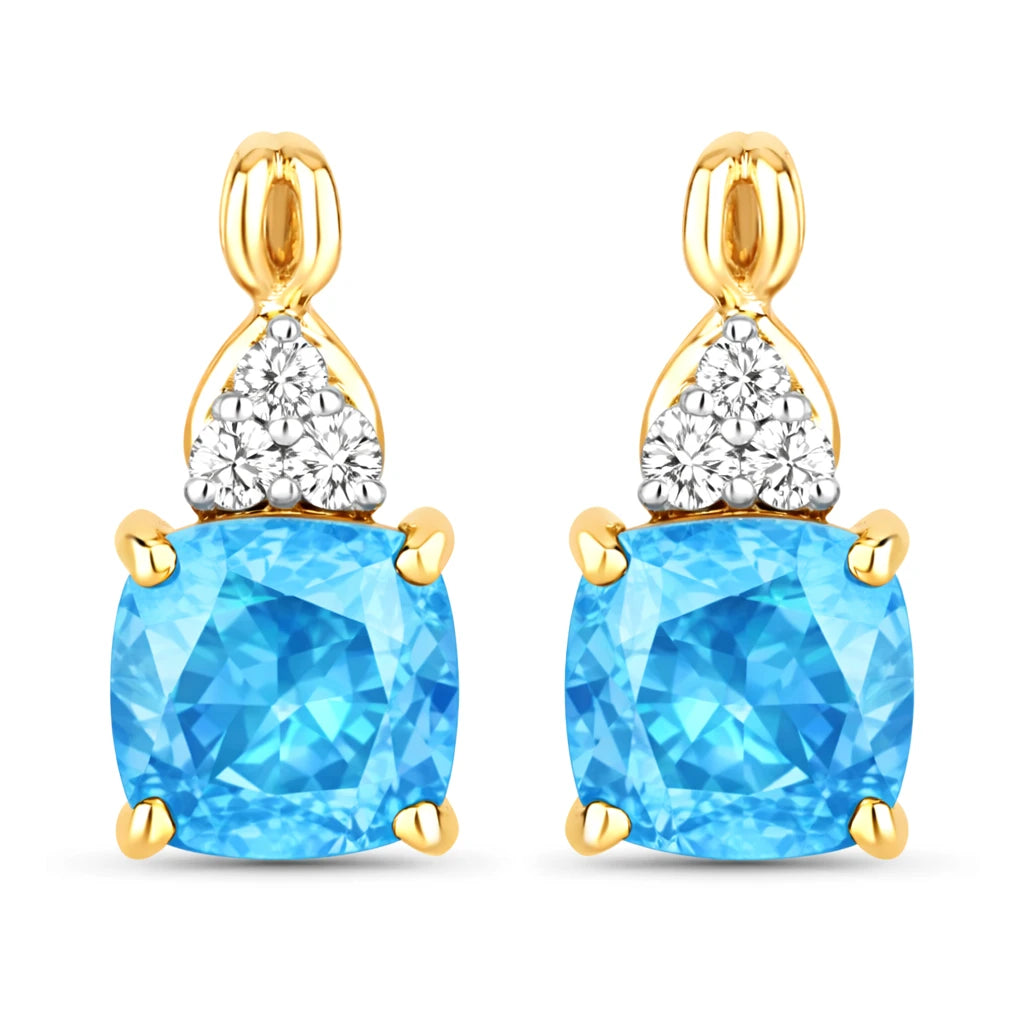 Cushion Diamond Accent Drop Earrings