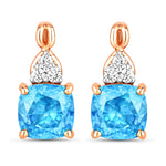 Cushion Diamond Accent Drop Earrings