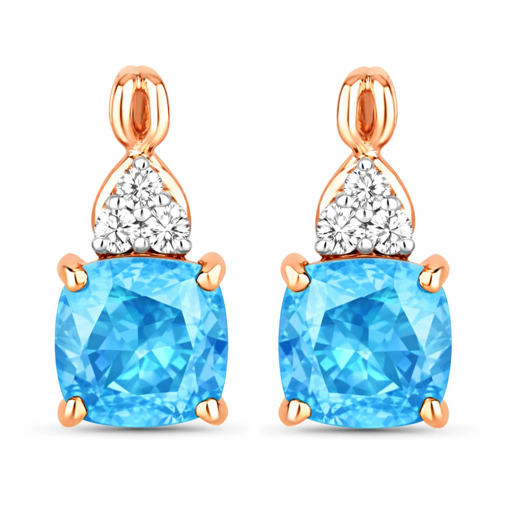 Cushion Diamond Accent Drop Earrings