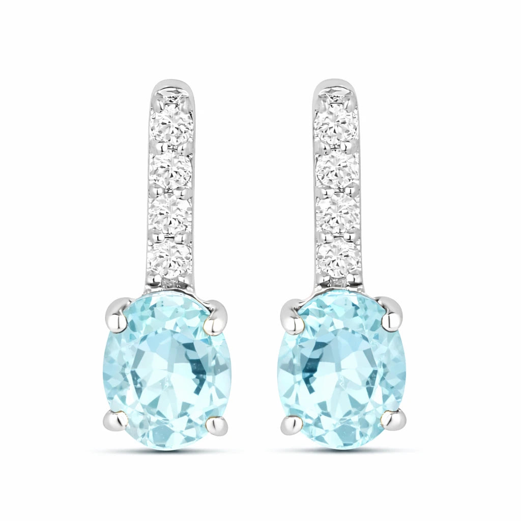 Petite Oval Diamond Accent Drop Earrings