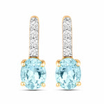 Petite Oval Diamond Accent Drop Earrings