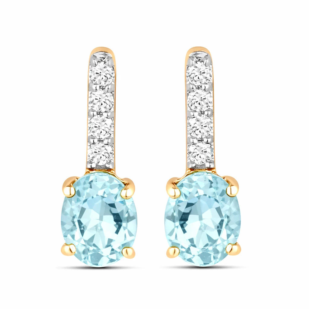 Petite Oval Diamond Accent Drop Earrings