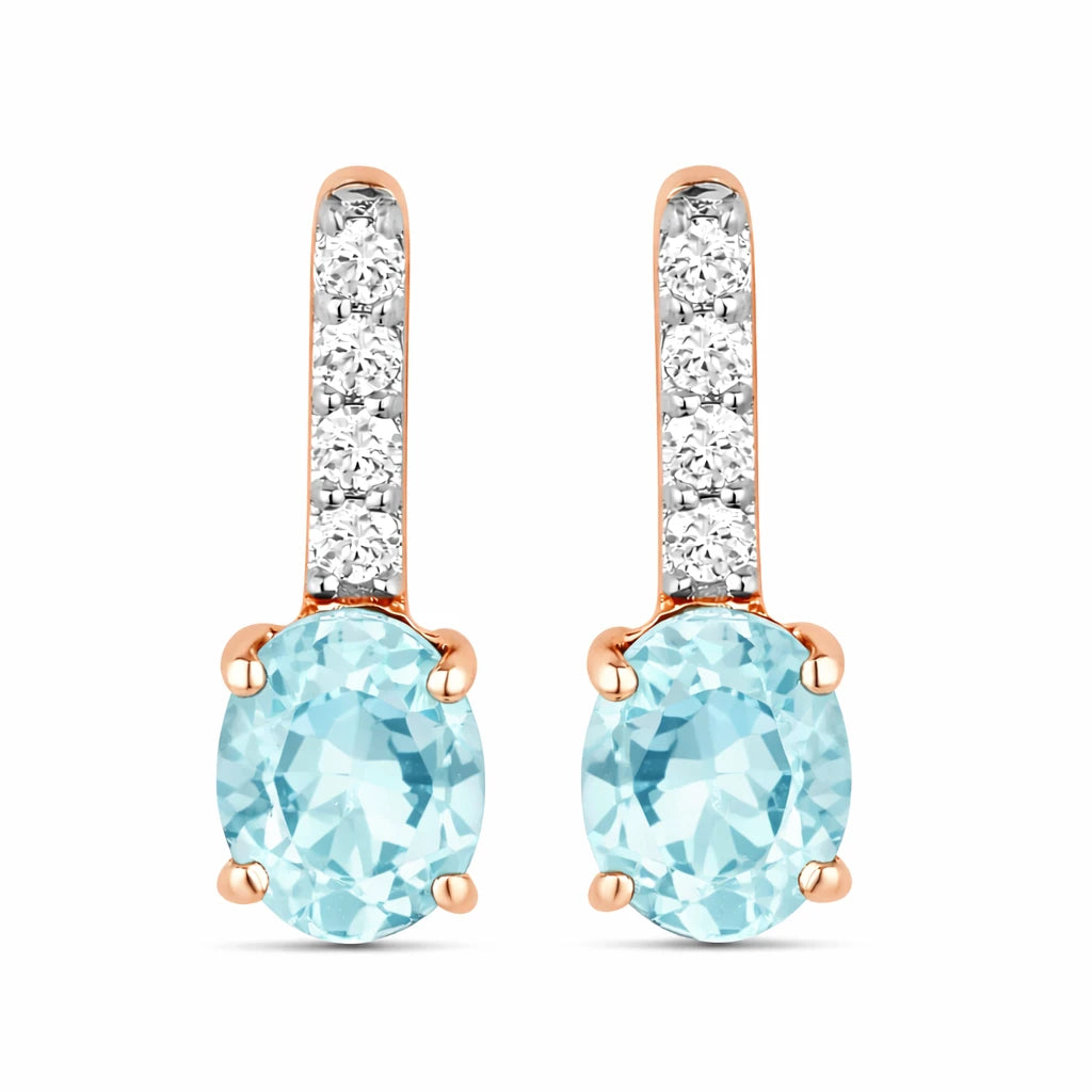 Petite Oval Diamond Accent Drop Earrings