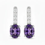 Petite Oval Diamond Accent Drop Earrings