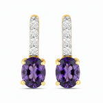 Petite Oval Diamond Accent Drop Earrings