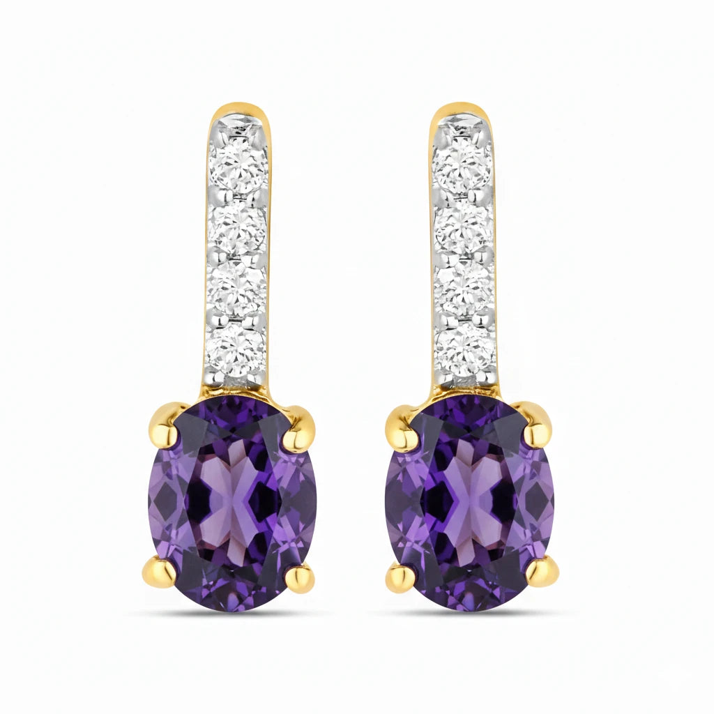Petite Oval Diamond Accent Drop Earrings