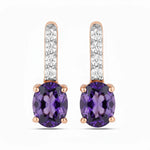 Petite Oval Diamond Accent Drop Earrings