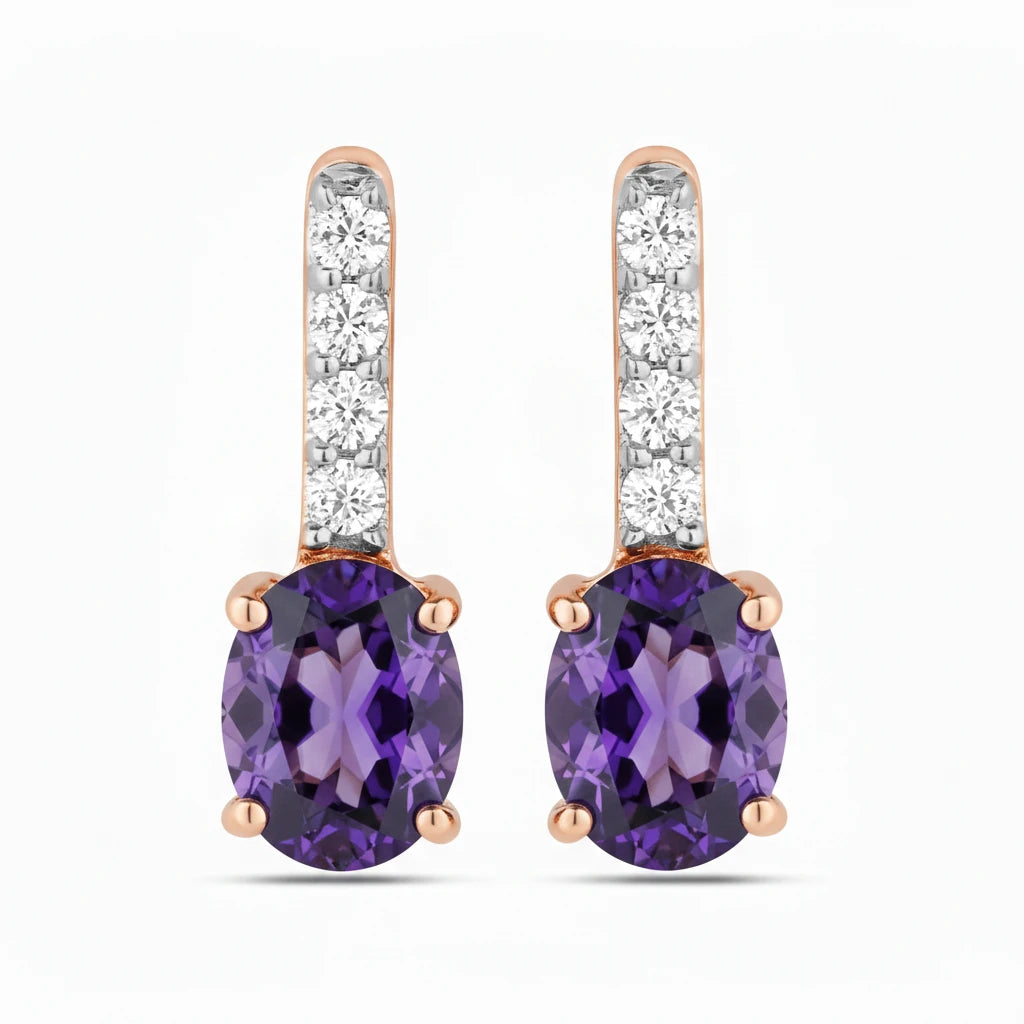 Petite Oval Diamond Accent Drop Earrings